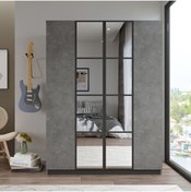 Resim Yurudesign New Home 4 Kapaklı Çekmeceli Aynalı Gardırop Elbise Dolabı Beton Hm2-rg 