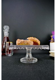 Resim Digithome Cam Servis Tabağı Sunum Kek Standı Kare 18 Cm Sn.dmr.101 C1-1-288 