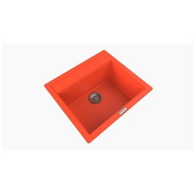 Resim Polex Cristalüx Granit Evye P-08 Turuncu Tezgah Altı Ve Tezgah Üstü Kare Mutfak Evyesi 55.5x50 CM 