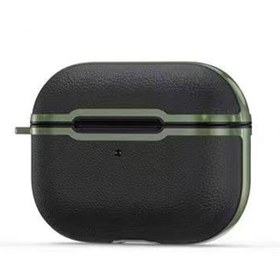 Resim Apple AirPods Pro 2 Silikon Mat Deri Görünümlü Çizgili SF18 Yeşil Kılıf 