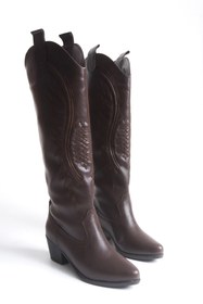 Resim AYS SHOES Kadın Nakışlı Kovboy Western Uzun Çizme 
