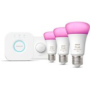 Resim Philips Huewca 9-75W Renkli Akıllı Başlangıç Setı 3'lü Akıllı Butonlu E27 Bluetooth Özellikli Aydınlatma 