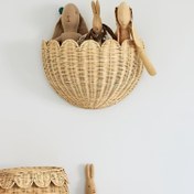 Resim 1 adet El Yapımı Hasır Duvar Asılı Sepet - Ev Düzenleme, Banyo Diş Fırçası ve Cilt Bakımı Tutucu, Taşınabilir Yuvarlak Tasarım ile Dokuma Desen, Doğal Görünüm Ev Dekorasyonu Sepeti, Rattan Malzeme, Banyo Dekoru ve Aksesuarları, Raf Sepetleri 
