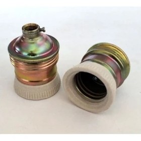 Resim Örgün Sarı Metal Porselen E27 Bronz Duy 5li Paket 