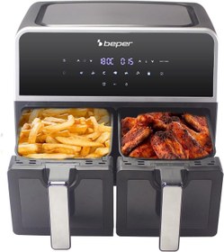 Resim BEPER Çift Sepetli Hava Fritözü 9 Litre, 2 Sepet, 7 Önceden Ayarlanmış Program P101FRI090 