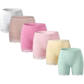 Resim tatlıcottonkids KIZ ÇOCUK RENKLİ DANTELLİ BOXER 6'LI PAKET (PAMUKLU) 