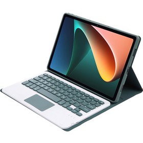 Resim AN05 -A Tpu Çerçeve + Deri Stand Kılıfı Xiaomi Pad 5/5 Pro - Blackish Green İçin Çıkarılabilir Bluetooth Dokunmatik Yüzey Klavyesi (Yurt Dışından) 