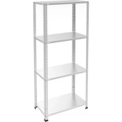 Resim Rafburada 4 Katlı Galvaniz Çelik Raf - Depo, Arşiv, Kiler, Dosya, Market Rafı - 43x75 cm-150 cm-1.50 mm 