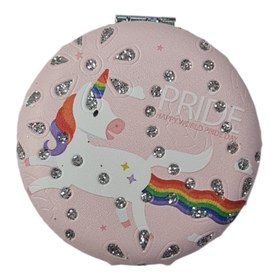 Resim El Aynası - "Unicorn's real" Yazılı Katlanır Yuvarlak Makyaj Aynası - Cep, Çanta Aynası - Desen 4 