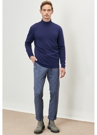 Resim AC&Co / Altınyıldız Classics Erkek Lacivert Standart Fit Normal Kesim Yarım Balıkçı Yaka Triko 4A4923100507LACXXL Çok Renkli 