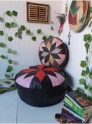 Resim Ottoman Pouffe İskandinav El Yapımı Hakiki Kuzu Derisi Bohem Bahçe Balkon Bungalov Puf Minder 60ve40cm(DOLGUSUZ) 