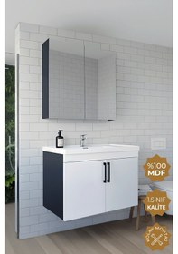 Resim Teta Home Yalova 65 Cm Mdf Banyo Dolabı Seti Antrasit-beyaz Antrasit - Beyaz 