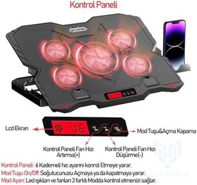 Resim Blueforce Sx-25 Faster 9-15,6" 5 Fanlı Notebook Soğutucu Stand Telefon Standlı Siyah 