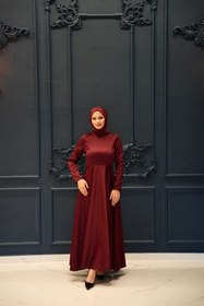 Resim MOOLİSA Esil Bordo Tesettür Abiye 
