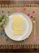 Resim Gold Yaldızlı Sarı Söz Verdik Kalp Çelenk Peçete 16 Adet 