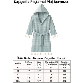 Resim Kapşonlu Unisex Peştamal Plaj Bornozu %100 Pamuklu Marelina Mavi Çok Renkli 