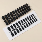 Resim 120 ADET Siyah Mat Bale Tırnak Uçları Seti, Orta Uzunluk, Günlük Giyim İçin Önceden Tasarlanmış Düz Saf Renkli Sahte Tırnaklar 