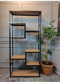 Resim Dekoratif Ahşap Ve Metal Kitaplık Çok Amaçlı Raf Ev Ofis Kitaplık 