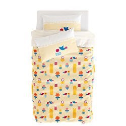 Resim Amulet Çift Taraflı Pamuk Saten Sarı Çocuk Nevresim Seti 140x200cm 