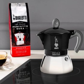 Resim - Indüksiyon Siyah: 2 Cups Ocak Üstü Espresso Pişirici - 100ML - Alt Hazne: Dış Paslanmaz Çelik Iç A 