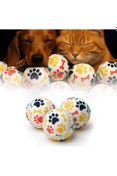 Resim Hype Store 3'lü Kedi Köpek Tenis Topu 6.5 cm Orta Boy Desenli Dayanıklı Oyuncak Diş Dostu Suda Batmaz Eğitim ve 