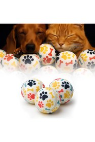 Resim Hype Store 3'lü Kedi Köpek Tenis Topu 6.5 cm Orta Boy Desenli Dayanıklı Oyuncak Diş Dostu Suda Batmaz Eğitim ve 