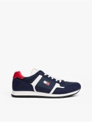 Resim Tommy Hilfiger Erkek Süet ve File Detaylı Runner Sneaker - Lacivert 