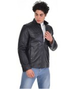 Resim Hakiki Deri Siyah Erkek Deri Mont Omuzdan Baklava Desenli Dört Cepli Deri Ceket Siyah 