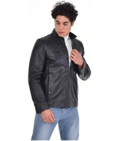 Resim Hakiki Deri Siyah Erkek Deri Mont Omuzdan Baklava Desenli Dört Cepli Deri Ceket Siyah 