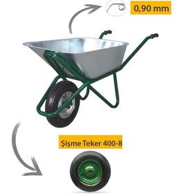 Resim Kanat Pro Galvanizli Demonte El Arabası Şişme 400-8 Ebat Teker 0.90 Mm Sac 