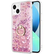 Resim Apple Iphone 13 Mini Kılıf Glitter Liquid Holder Pembe Microsonic
