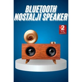 Resim Zero Land Ds-Derin Bluetooth Nostalji Speaker Radyo Gramofon Ahşap Renk Vintage 