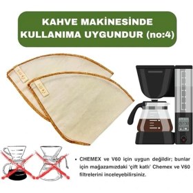 Resim Lidyahan Store Adet) Yıkanabilir, Kumaş Kahve Filtresi (No:4) AĞARTILMAMIŞ%100 Ham Pamuk, Organik, Ekolojik Filtre No:4 (No4.2) 