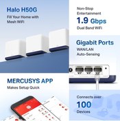 Resim Mercusys Halo H50g Ac1900 Tüm Ev Mesh Wifi Sistemi 3-lü Paket 