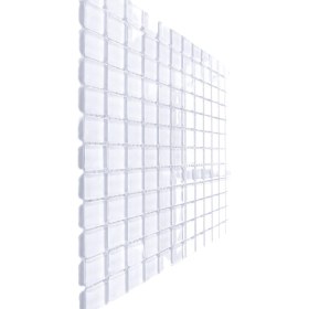Resim MozaiKristaL Beyaz Kristal Cam Mozaik Tüm Yüzeylerde Kullanılabilir Cam Ölçüsü: 23X23X4 mm File Karo Ölçüsü: 30X30 cm ( 1 Koli = 11 File Karo = 1 m2 Fiyatıdır ) 