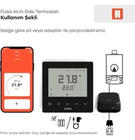 Resim AyrStore Akıllı Oda Termostatı Kablosuz Kombi Kontrolü V5 