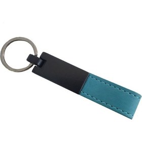 Resim Metal Başlıklı Deri Anahtarlık Mavi 