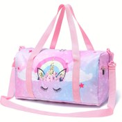 Resim Pembe Temalı Duffle Çantası, Büyük Kapasiteli Polyester Eğitimi Omuz Çantası, Hafif Nötr Depolama ile Konumlandırma Baskısı, Elde Yıkanabilir/Kuru Temizlenebilir 