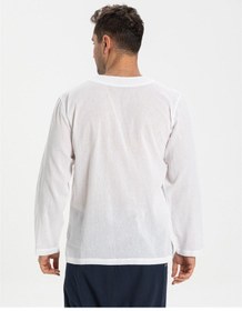 Resim Uzun Kol Şile Bezi Zımbalı Erkek Tshirt Beyaz 3001 