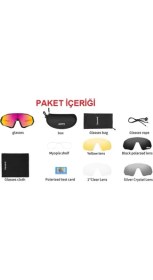Resim Kapvoe Değişebilir 5 Lens Mtb Polarize Bisiklet Spor Dağ Kayak Gözlüğü 