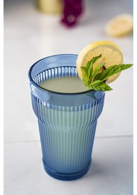 Resim Akrilik Lacivert Tekli Uzun Bardak & Su Meşrubat Bardağı 400 Ml Cam Değildir 