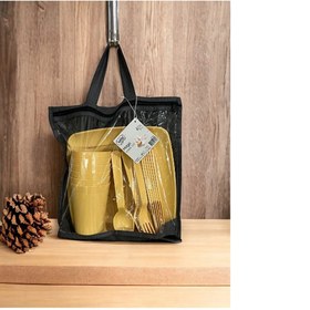Resim Reis Home 31 Parça 6 Kişilik Fermuarlı Çantalı Piknik Seti Sarı 