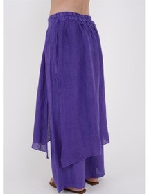 Resim Bohem Stil İtalyan Ham Keten Pantolon Etek-8747 Mor 