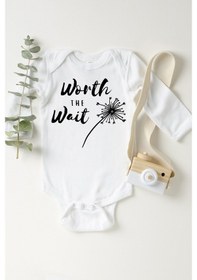 Resim Tuğbababy Baby Worth The Wait Uzun Kol Çıtçıtlı Bebek Body Kız Erkek Beyaz 