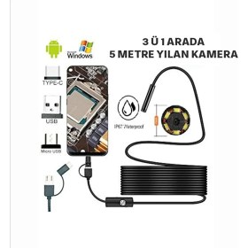 Resim Qasul Profesyonel Endoskop Kamera Arama Motor Içi Su Geçirmez Aralara Girebilen Tesisat Kamerası Android Uyumlu 