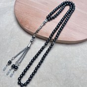 Resim İbadet ve Hac için 99 Siyah Agate Müslüman Dua Tesbihleri, Arapça Dua Tesbihleri, Ramazan ve Eid Al-Fitr için Nötr El İpi. 