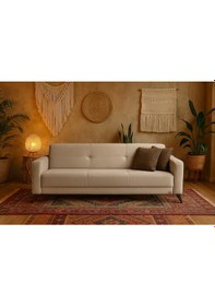 Resim Modalife Star Üçlü Kanepe Yataklı/Sandıklı Krem 