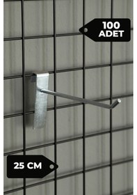 Resim 25 Cm 100 Adet Tel Pano Kancası Raf Askısı Galvaniz 