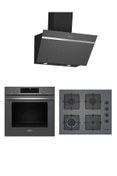 Resim Siemens Yeni HU736AEN0T EO6C8PP300(60 CM) OCAK LC66KPJ70T GRİ ANKASTRE SET 