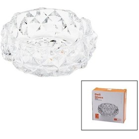 Resim Büyük Cam - Dıamond Kristal Şekil Yuvarlak Küllük Çap: 12.8cm - D: 5.2cm 4989 
